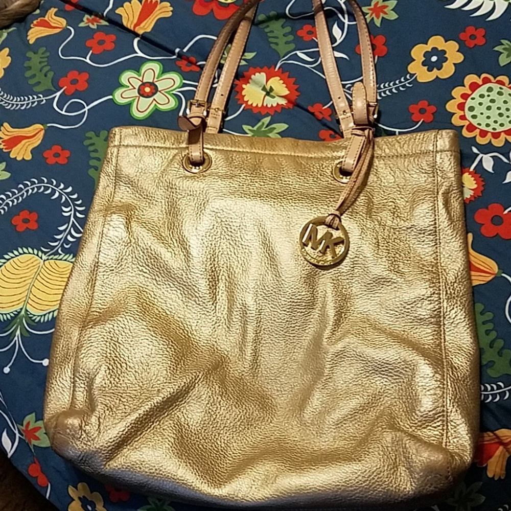 Michael Kors gold satchel purse